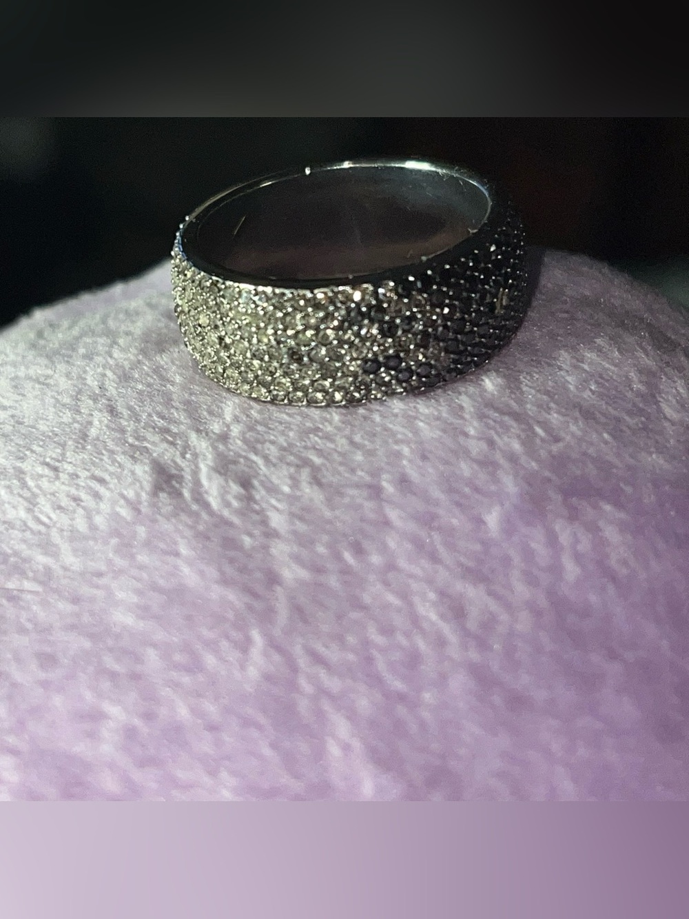 Fossil Silver-Tone Stainless Steel Pave Crystal Band Ring
